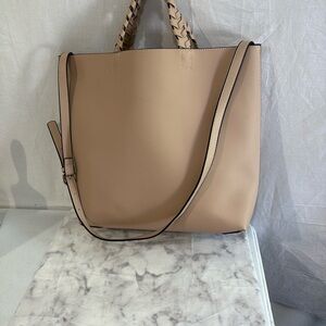 NWOT Jules Kae Vegan Leather Tote with Whip Stitch Handles and Crossbody Strap